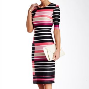 Striped Scuba Midi Dress